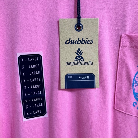 Chubbies Men's Pocket Graphic T-Shirt in Pink The Surfer Wave Palms Size XL NWT - Picture 6 of 7